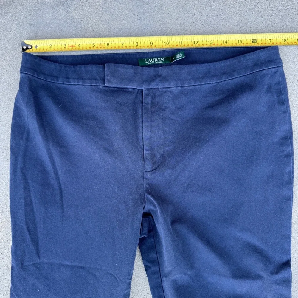 Lauren Ralph Lauren Womens Navy Blue Ankle Pants‎ Size 14 Stretch Tapered Chino